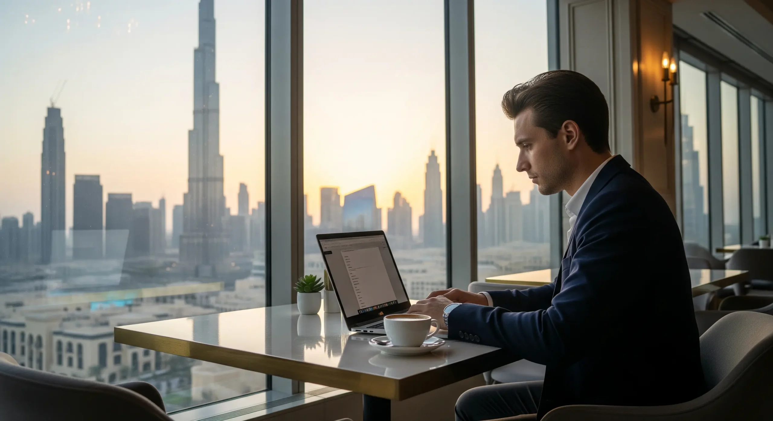 Freelancer working in Dubai while preparing UAE permit documents